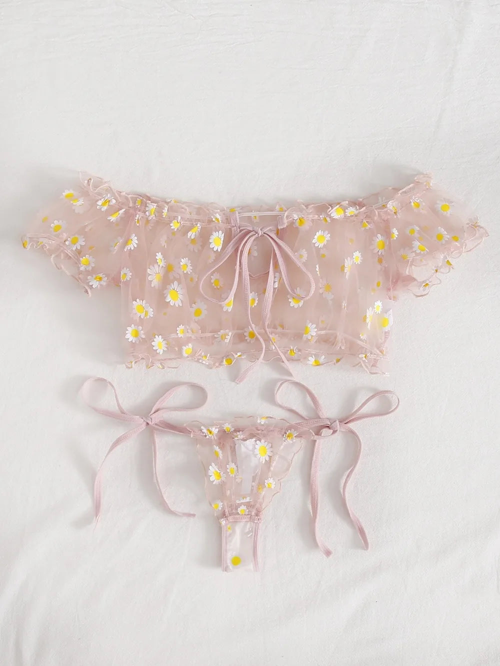 Off-Shoulder Lace-Up Bikini Set