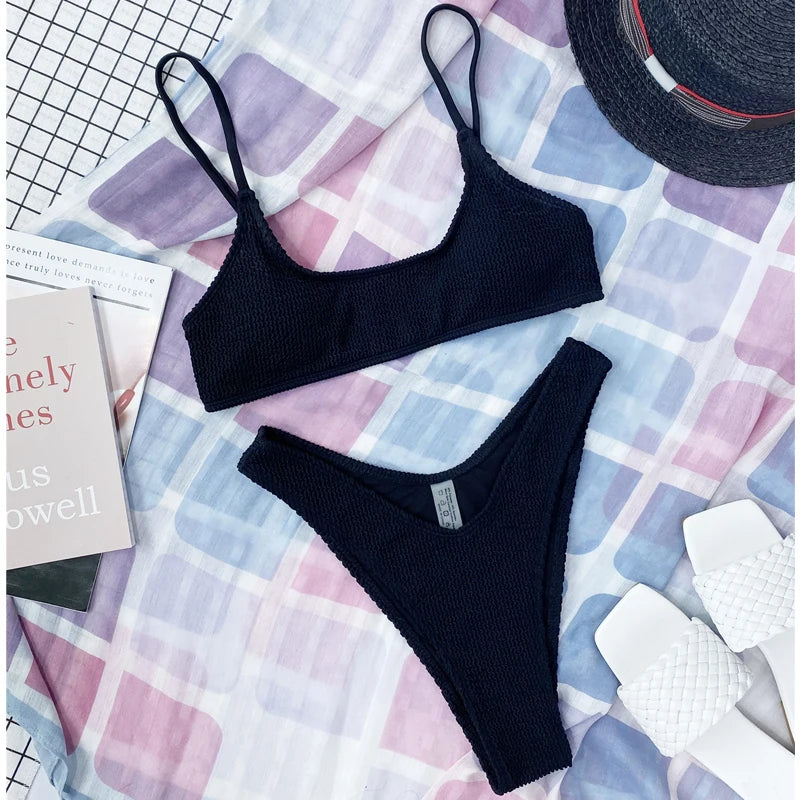 Crinkle Triangle Bikini Set