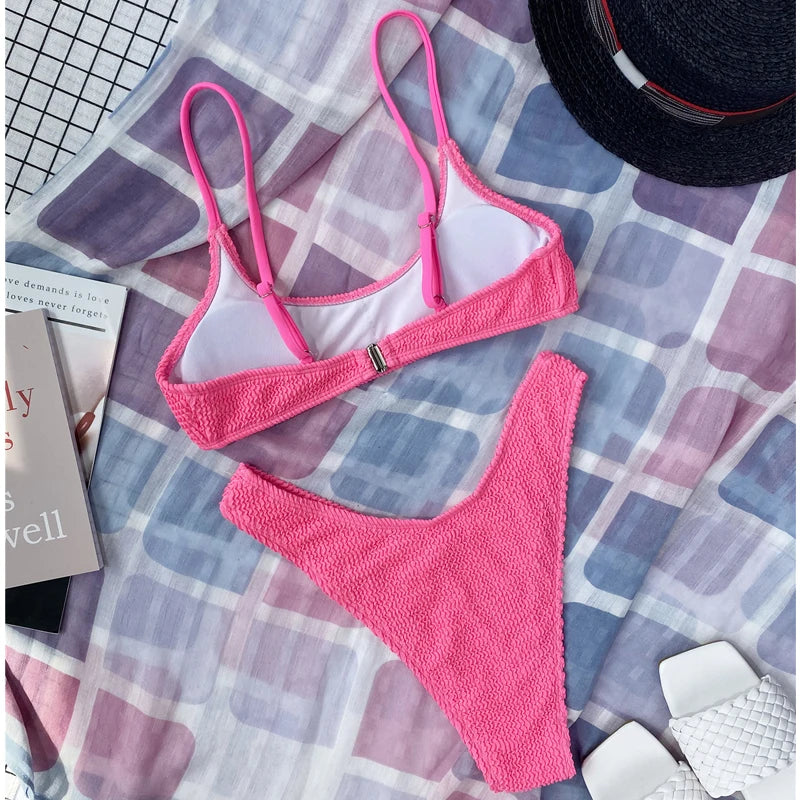Crinkle Triangle Bikini Set