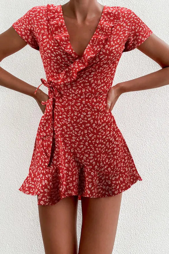 Floral Ruffle A-Line Mini Dress