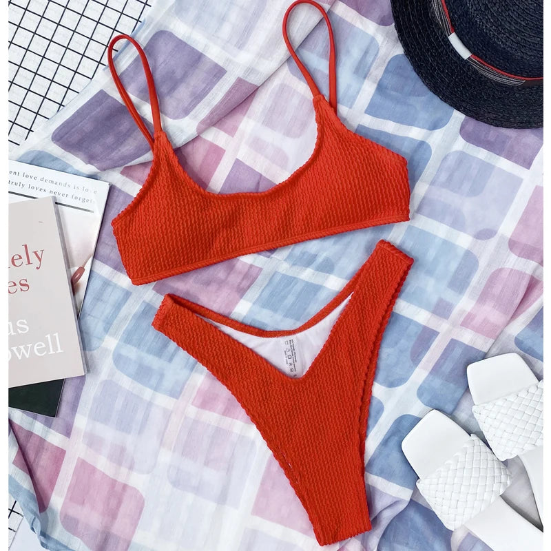 Crinkle Triangle Bikini Set