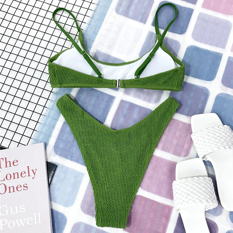 Crinkle Triangle Bikini Set
