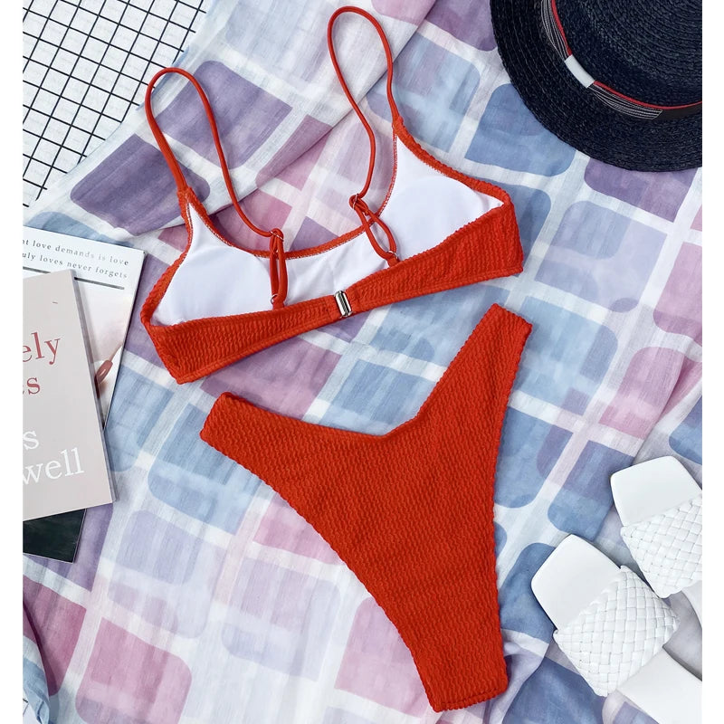 Crinkle Triangle Bikini Set