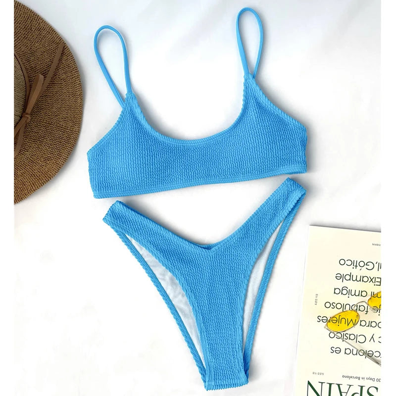 Crinkle Triangle Bikini Set