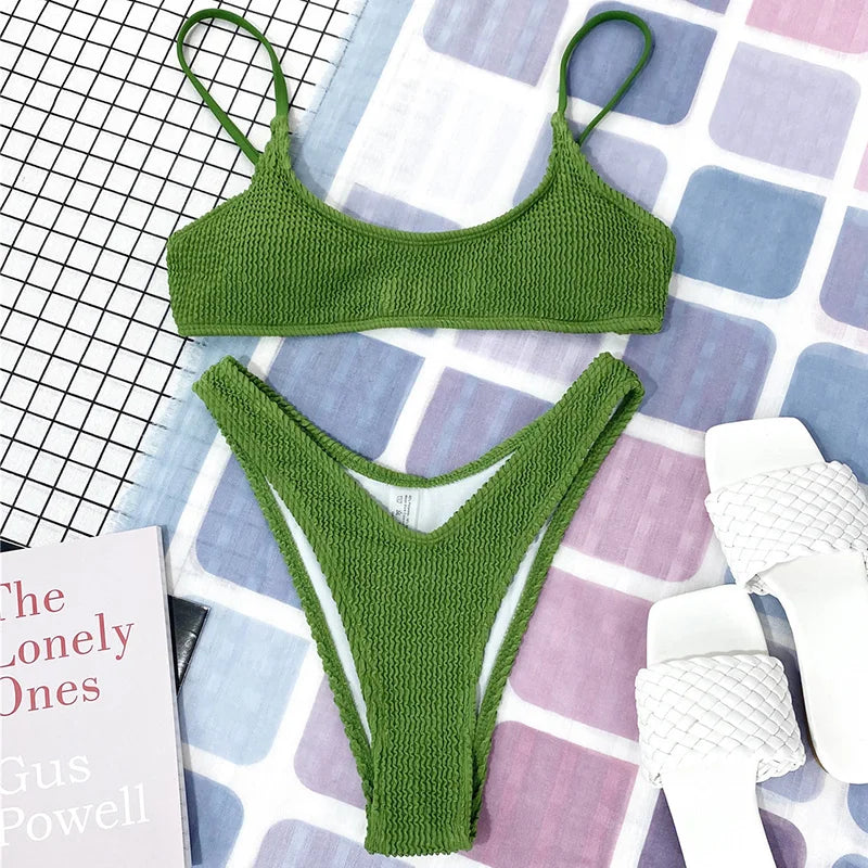 Crinkle Triangle Bikini Set