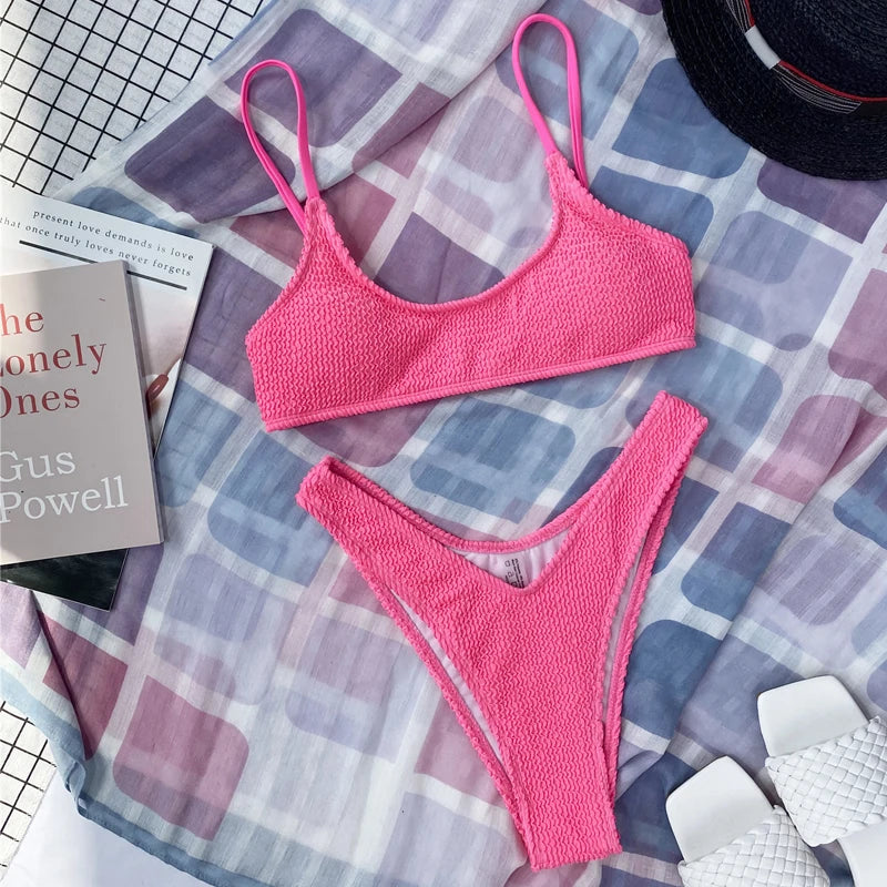 Crinkle Triangle Bikini Set