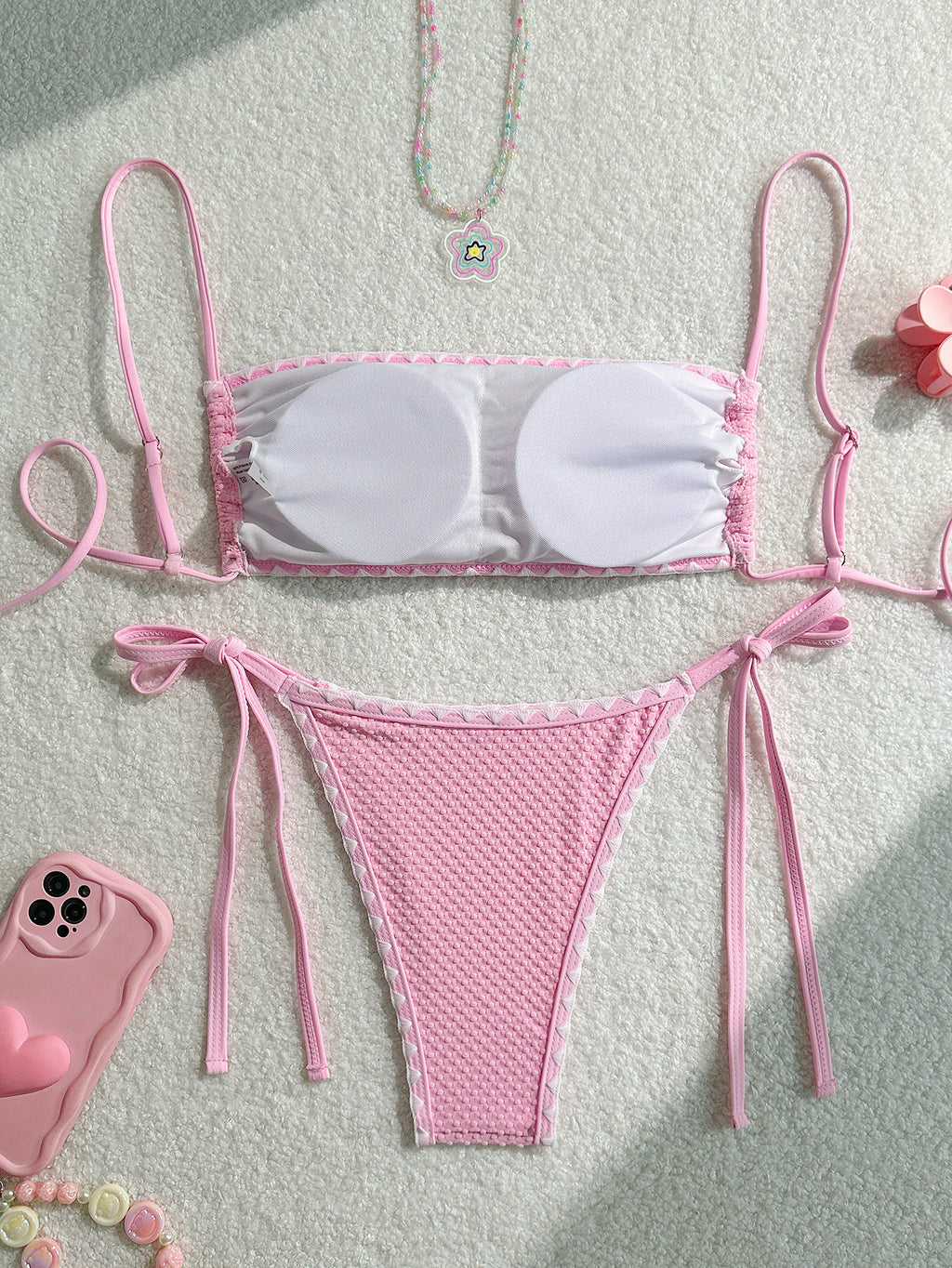White Strapless Bikini Set