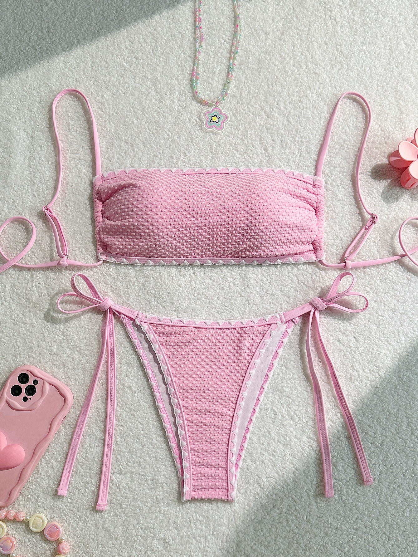White Strapless Bikini Set