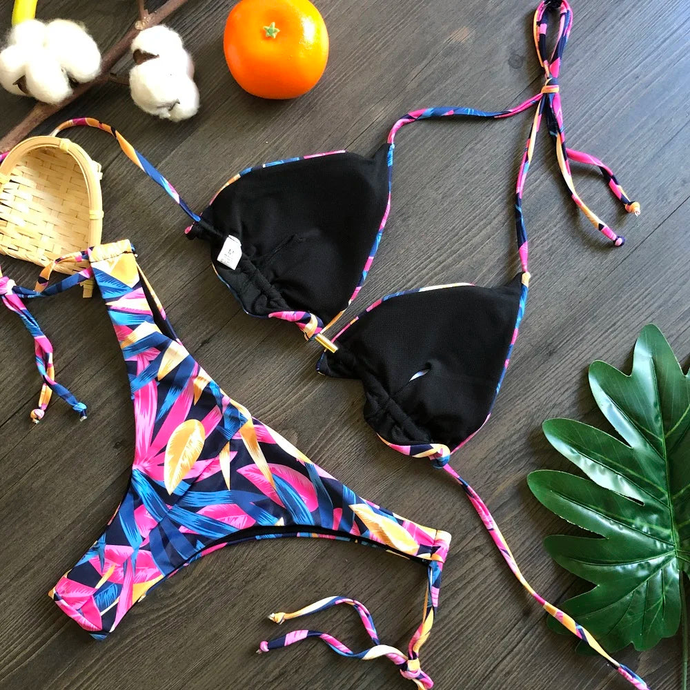 Feather Print Micro Bikini