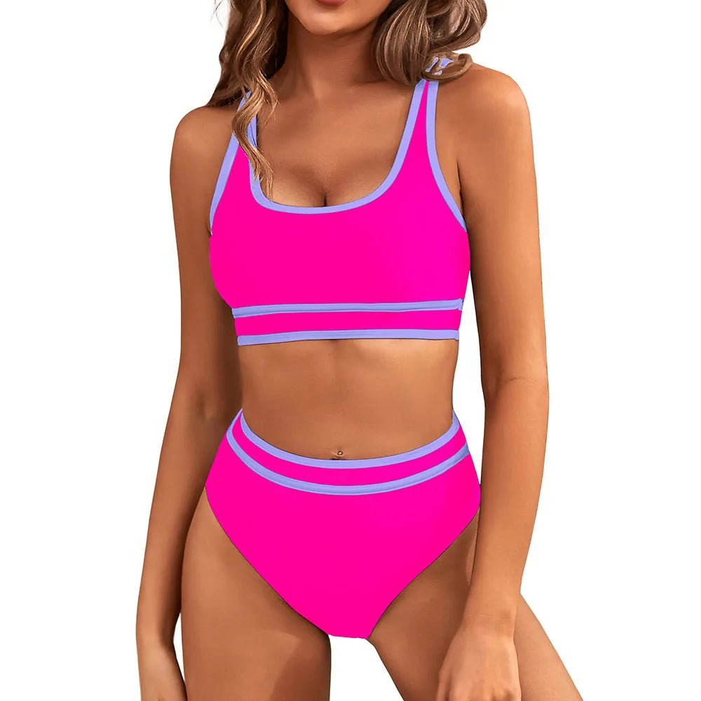 Sporty Color-Block Bikini Set