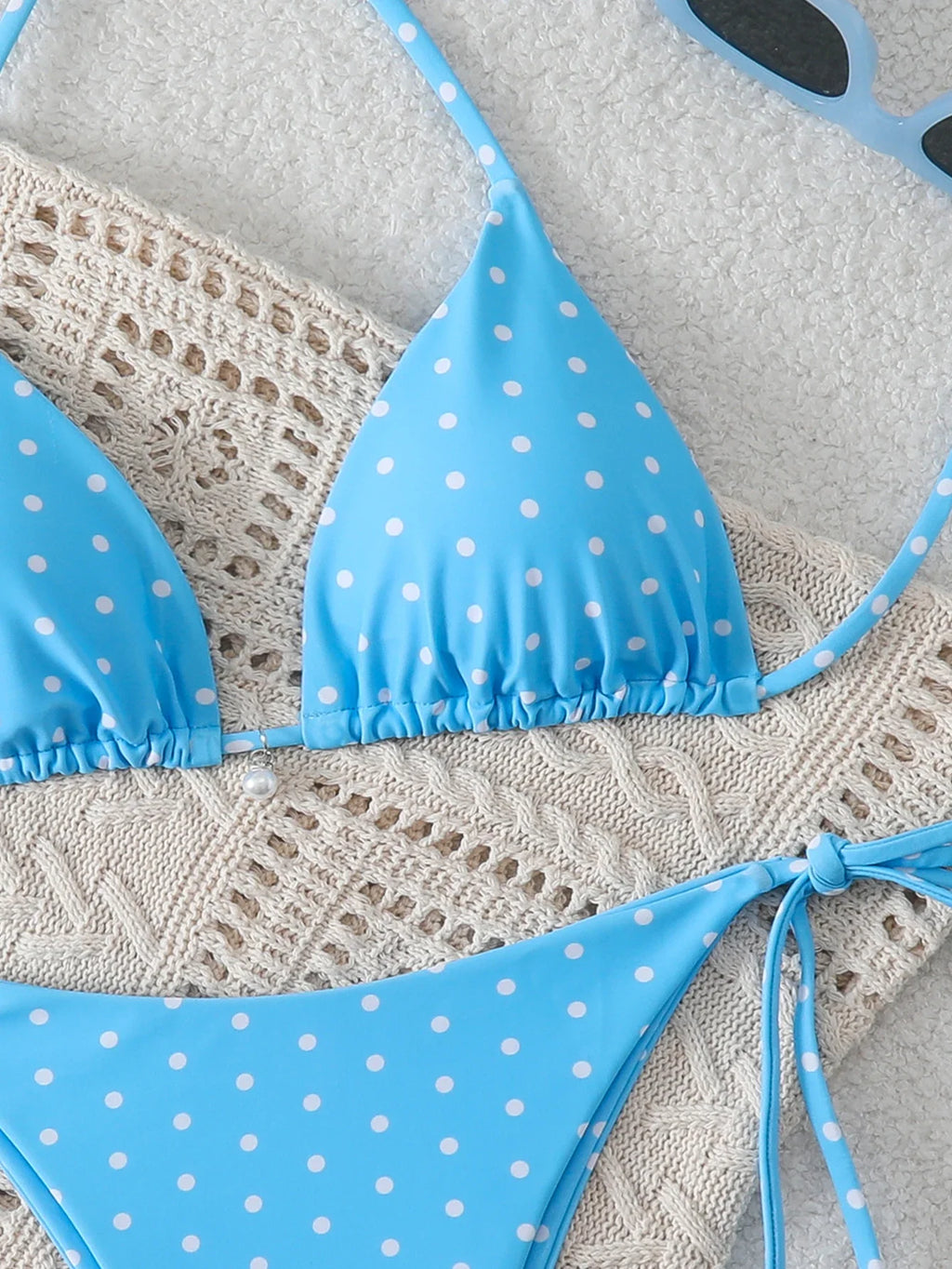 Polka Dot Lace-Up Bikini Set