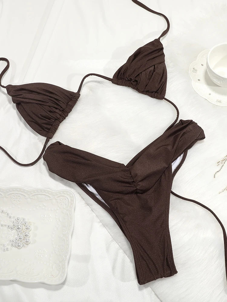 Ruffle Leopard Patchwork Bikini Set