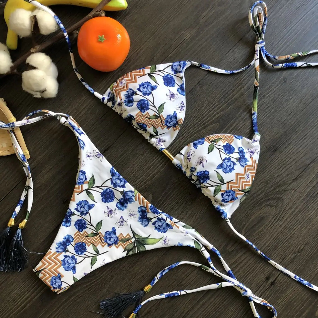 Feather Print Micro Bikini