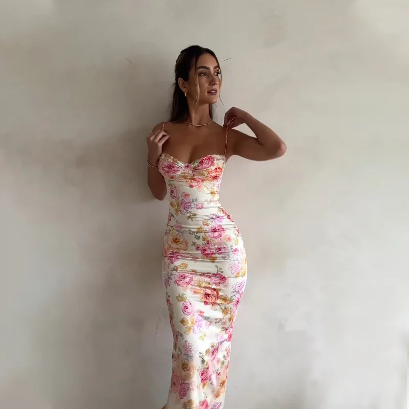 Floral Split Spaghetti-Strap Mini Dress