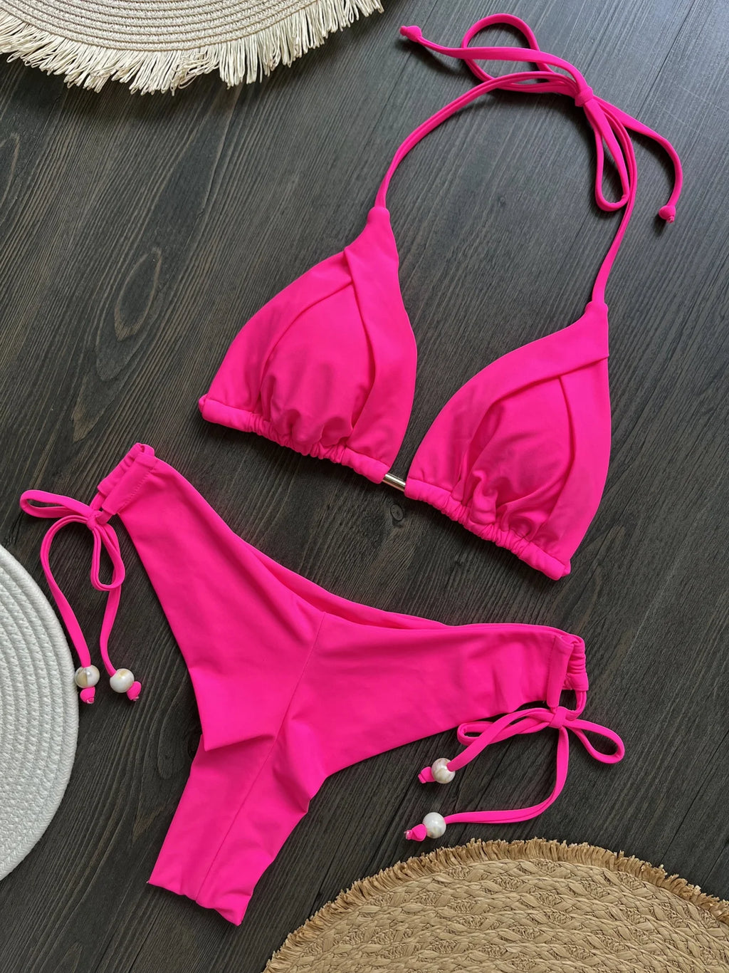 Halter Chain Triangle Bikini Set