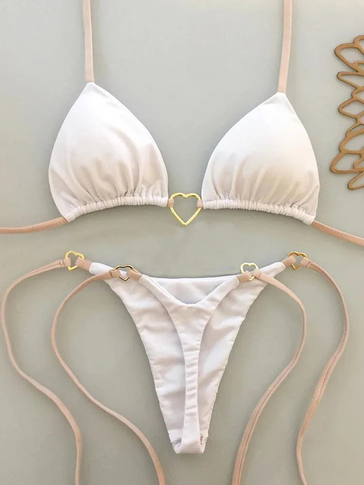 White Lace-Up Bikini Set