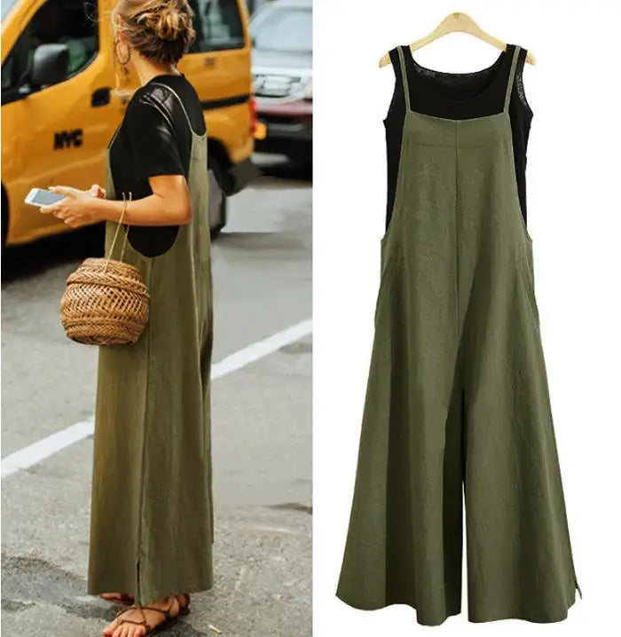 Wide-Leg Bib Overall Jumpsuit