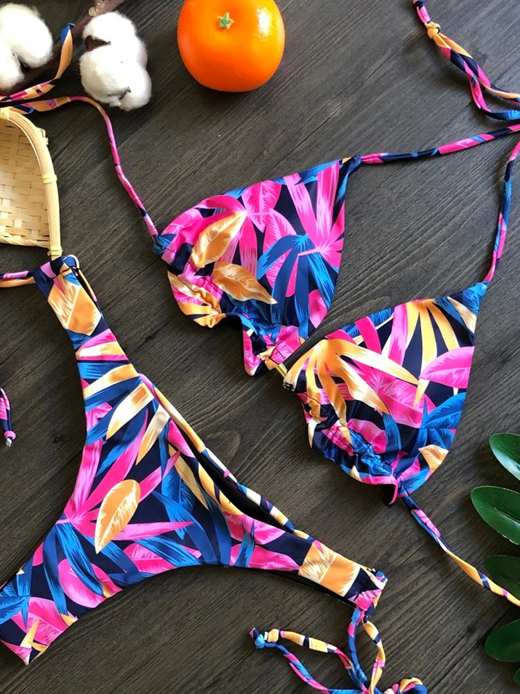 Feather Print Micro Bikini