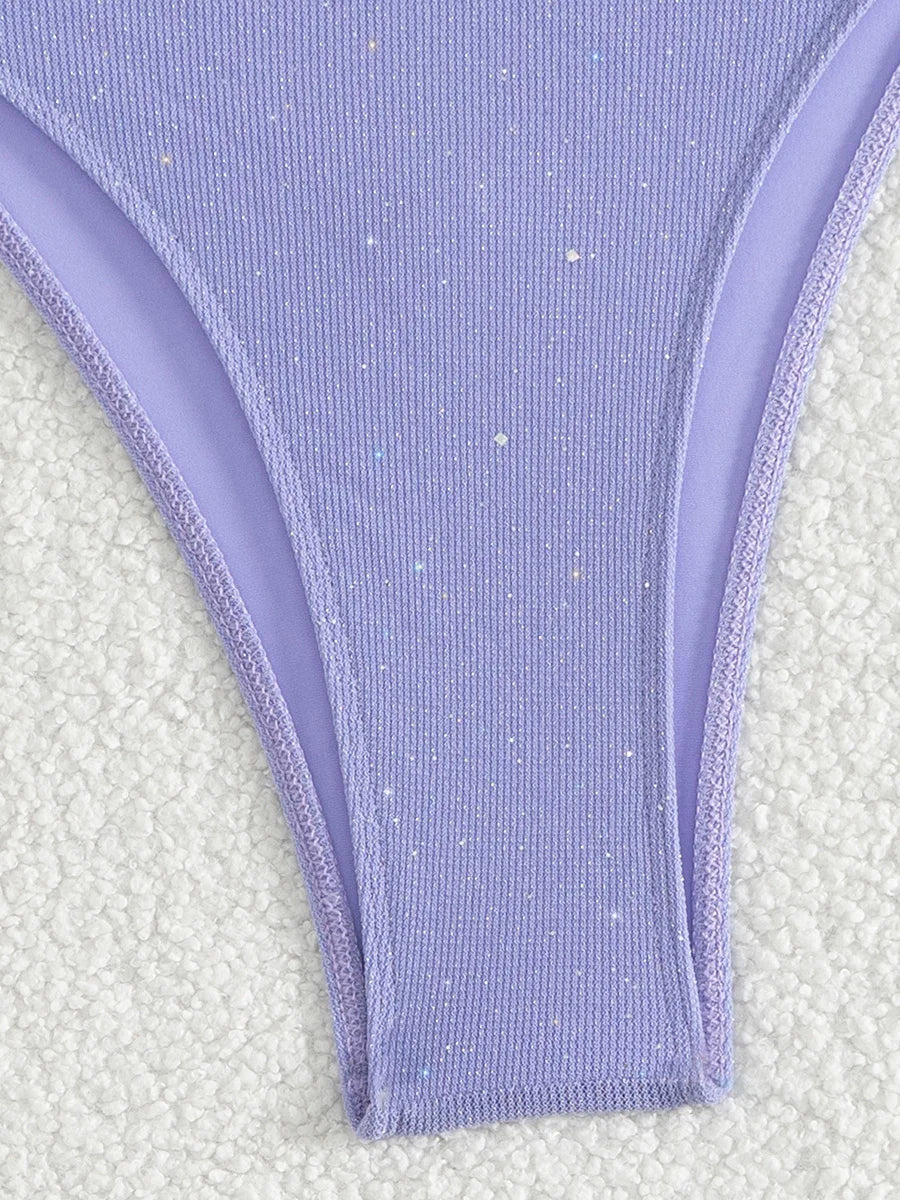 Sparkly Halter High-Cut Bikini