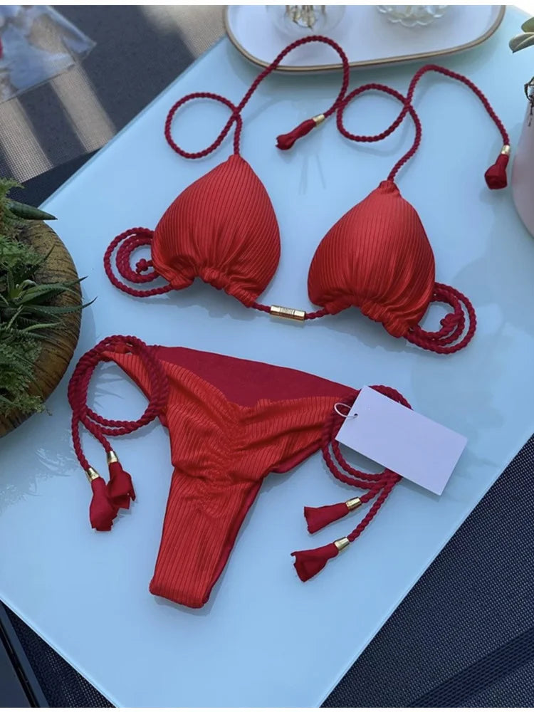 Backless Rope Triangle Bikini