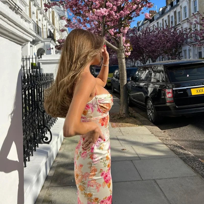 Floral Split Spaghetti-Strap Mini Dress