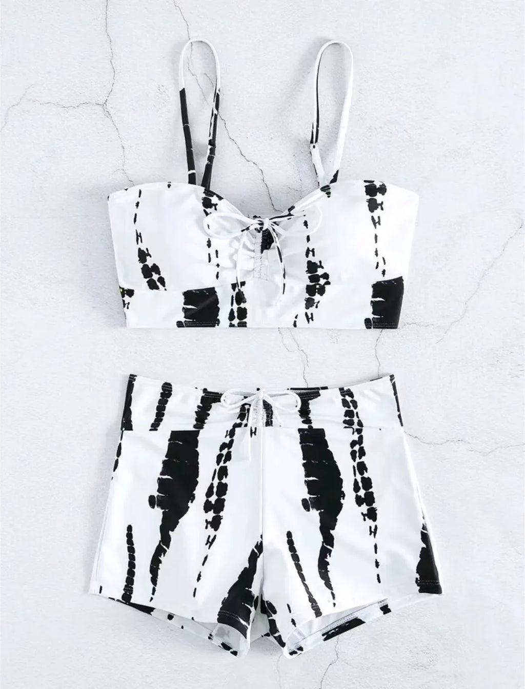 Drawstring High-Waist Bikini Set