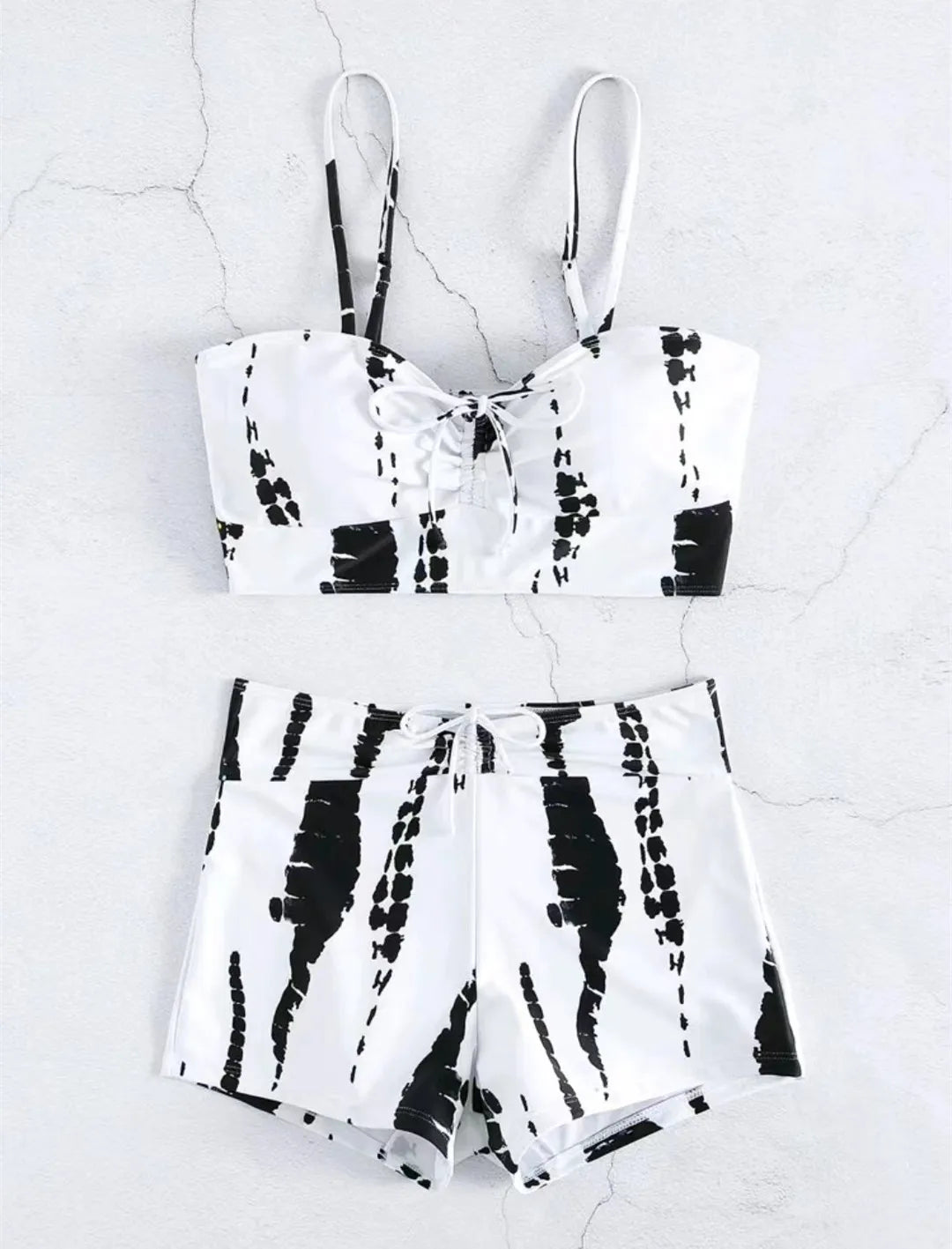 Drawstring High-Waist Bikini Set