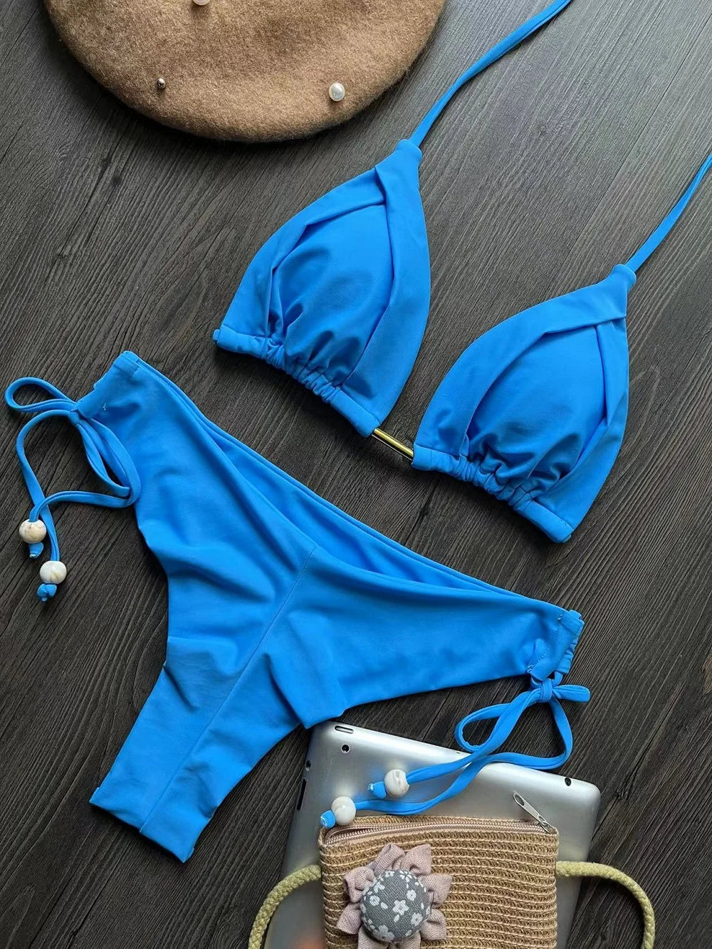 Halter Chain Triangle Bikini Set