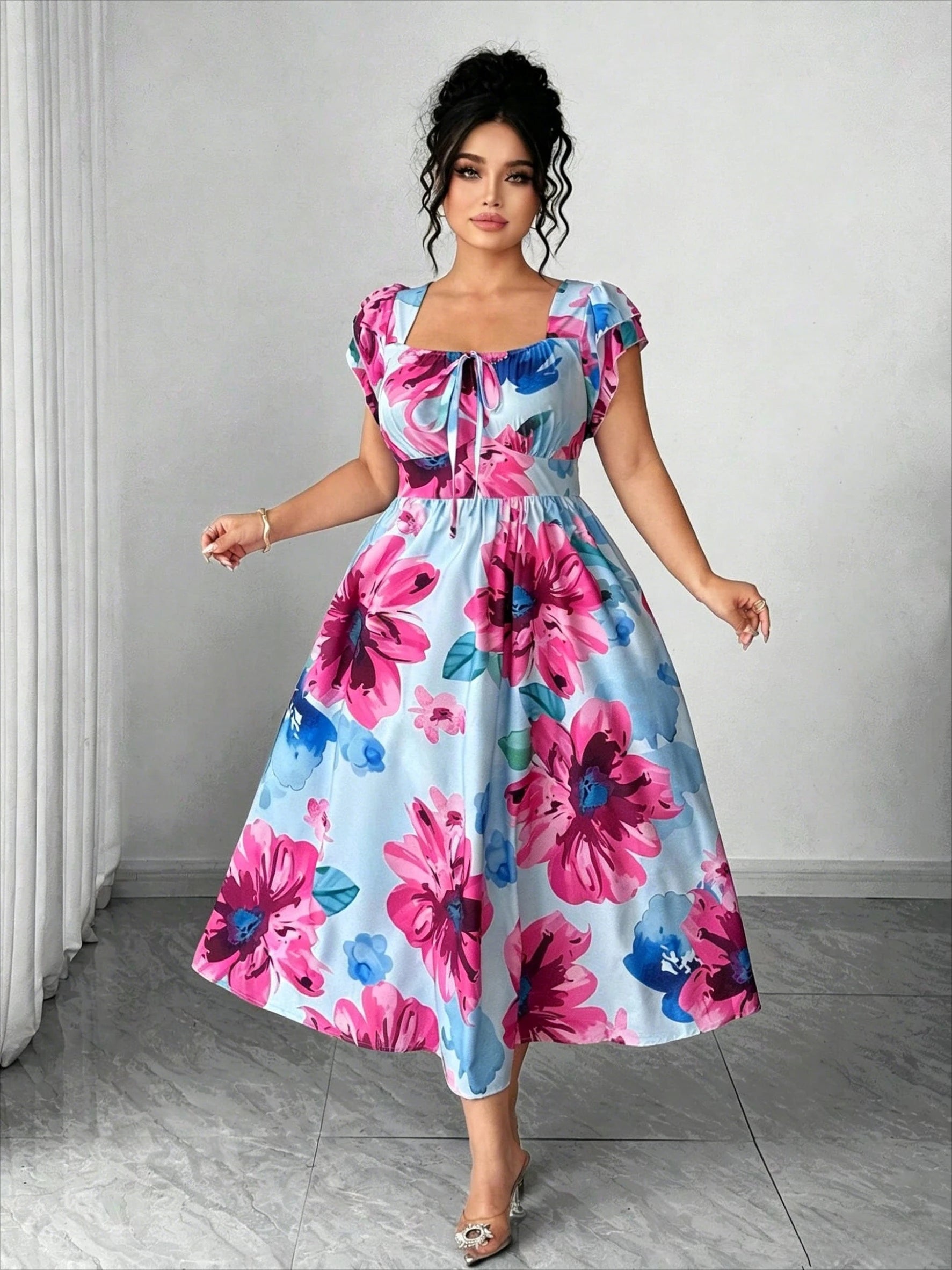 Plus Size Floral A-Line Dress