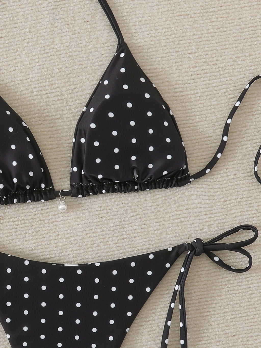 Polka Dot Lace-Up Bikini Set