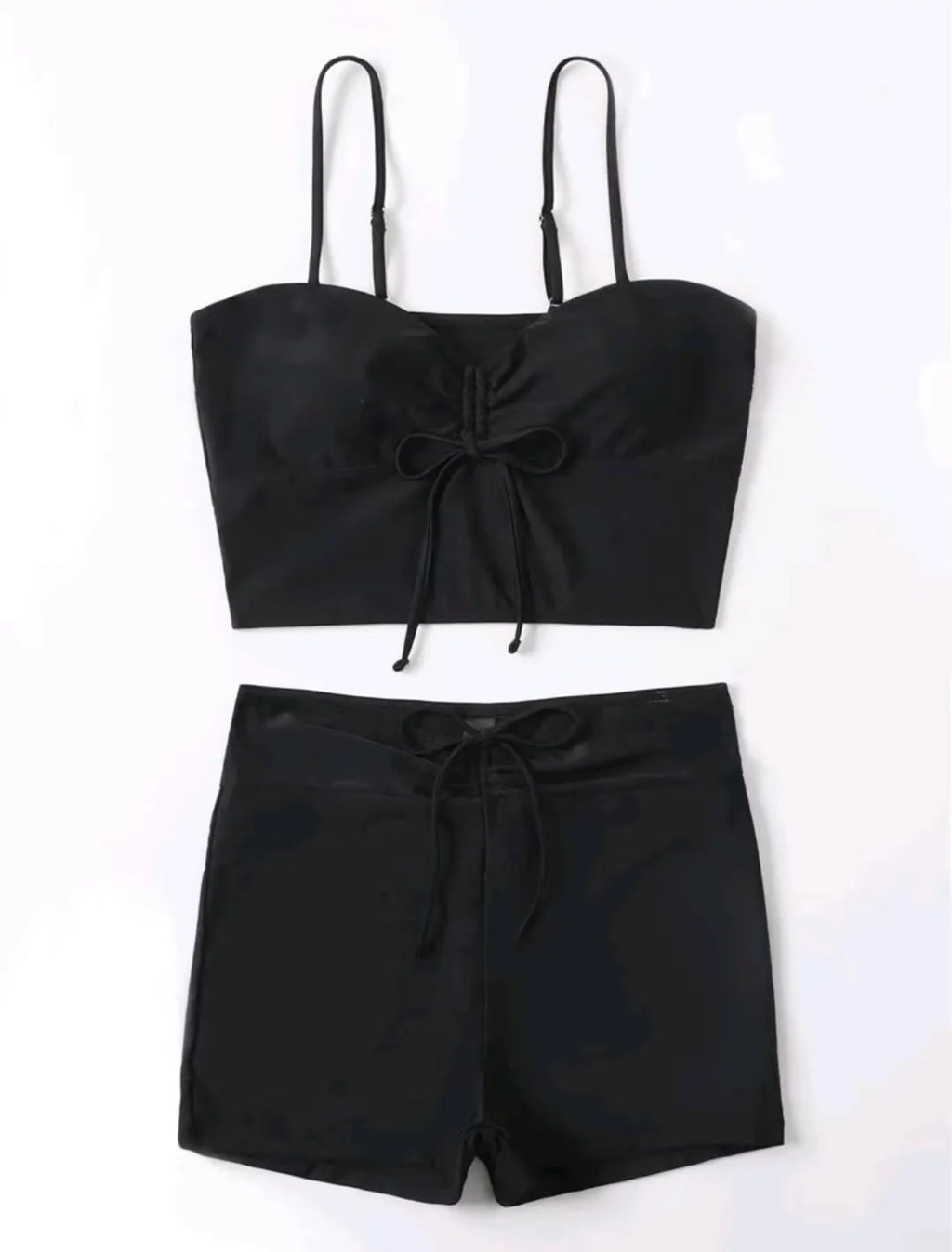 Drawstring High-Waist Bikini Set