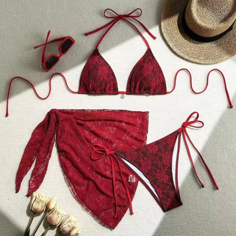 Hollow-Out Push-Up String Bikini Set