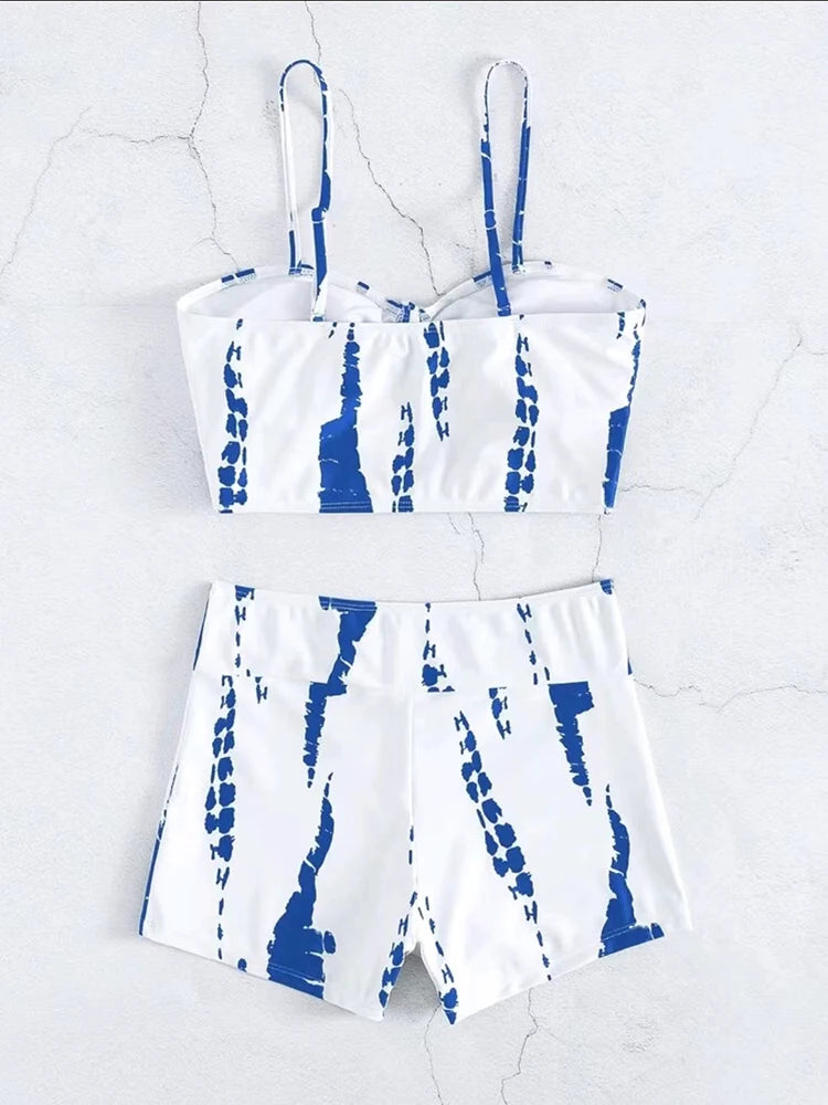 Drawstring High-Waist Bikini Set