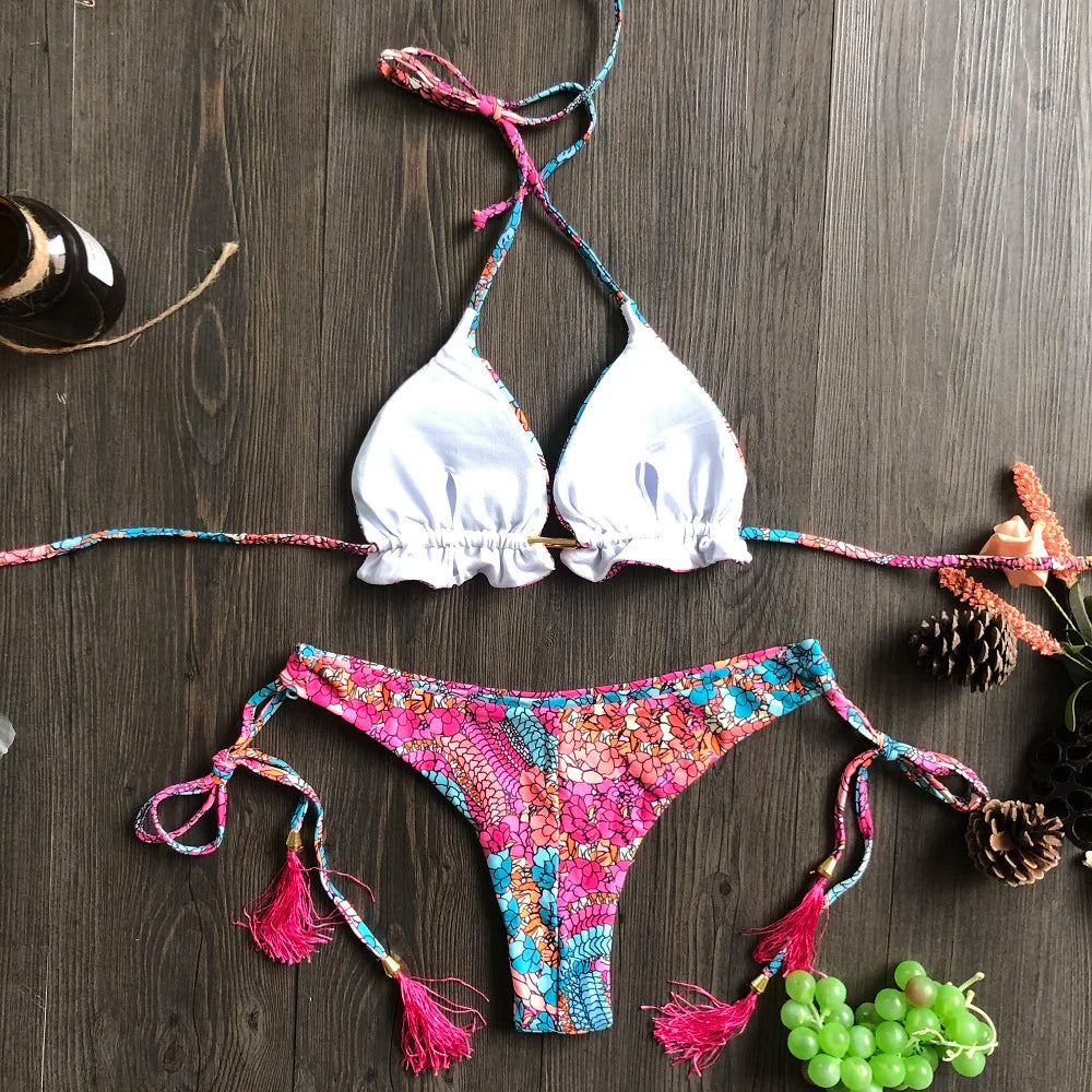 Floral String Bikini Set