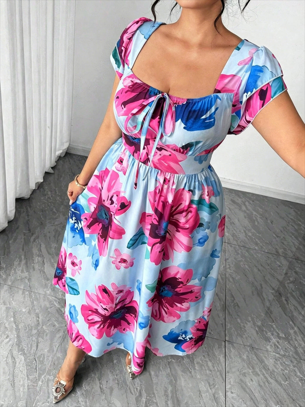 Plus Size Floral A-Line Dress
