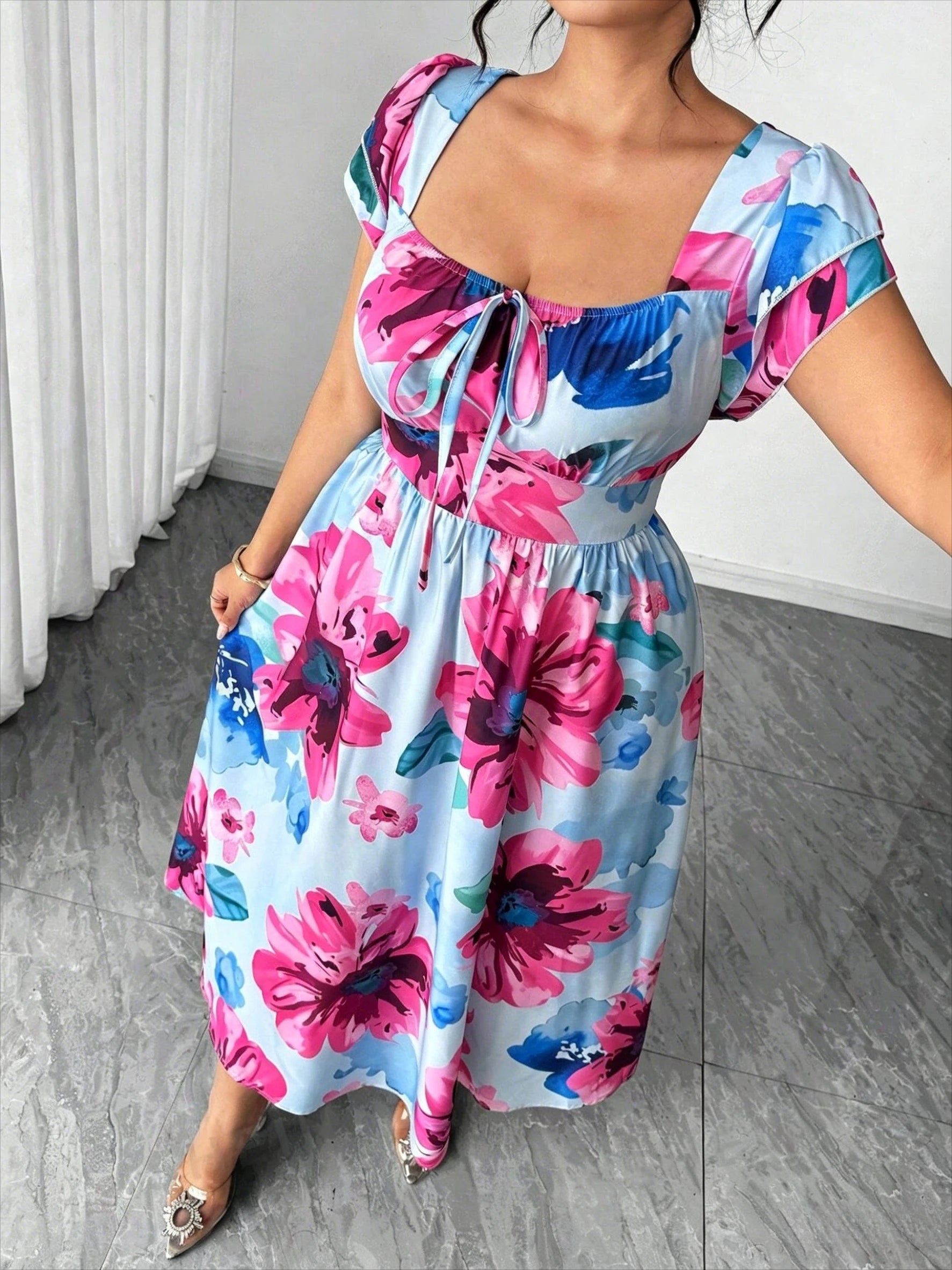 Plus Size Floral A-Line Dress