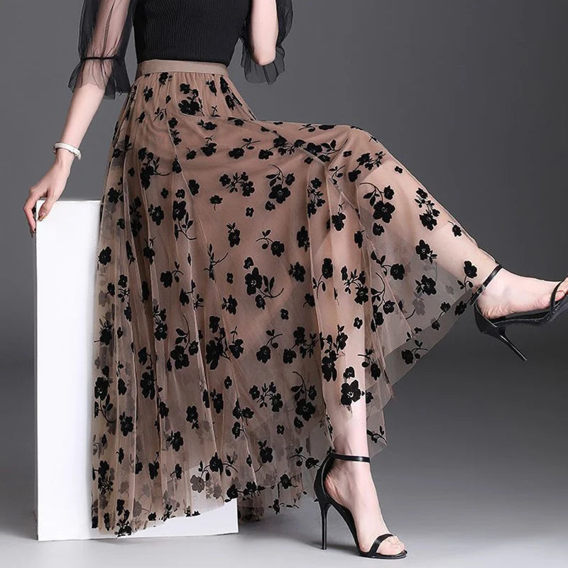 Korean Tulle Floral Skirt