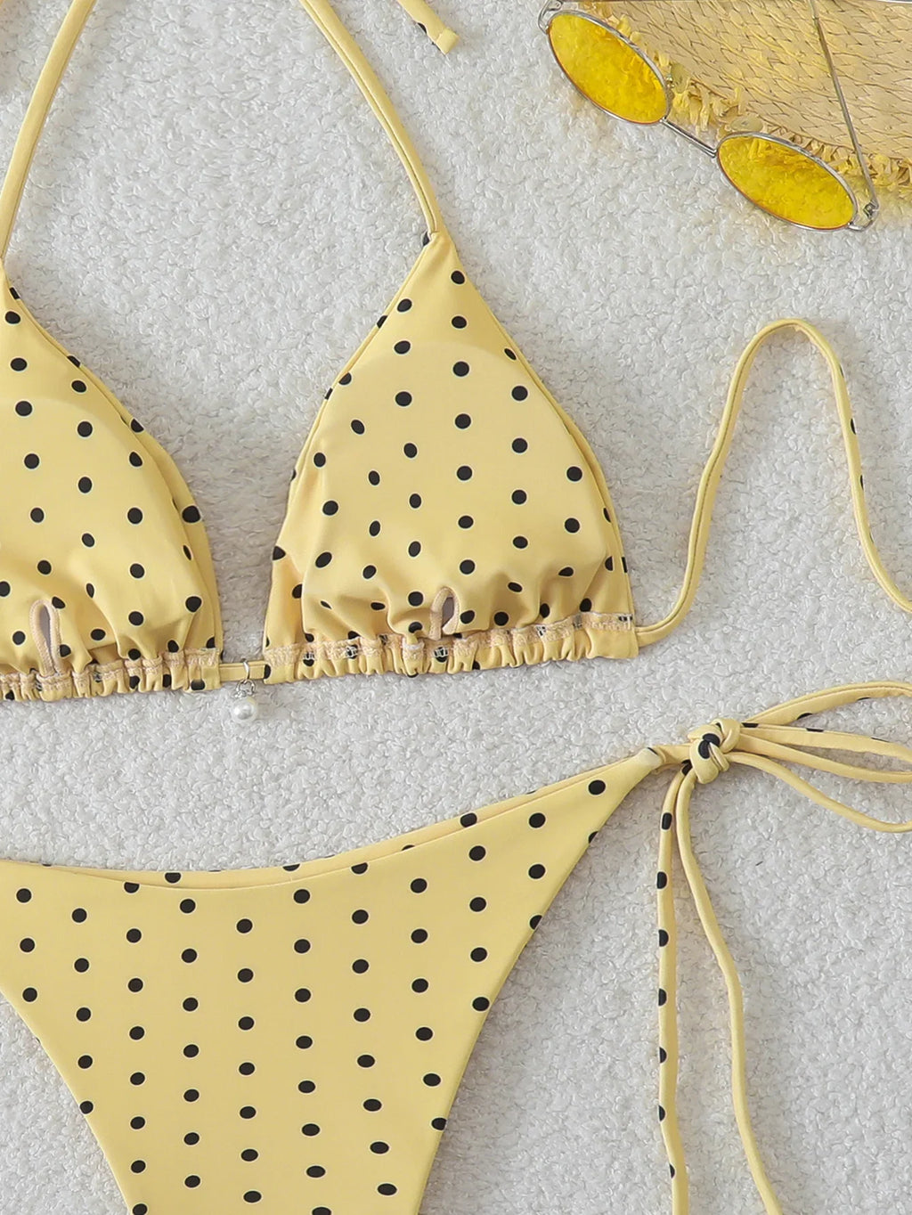 Polka Dot Lace-Up Bikini Set