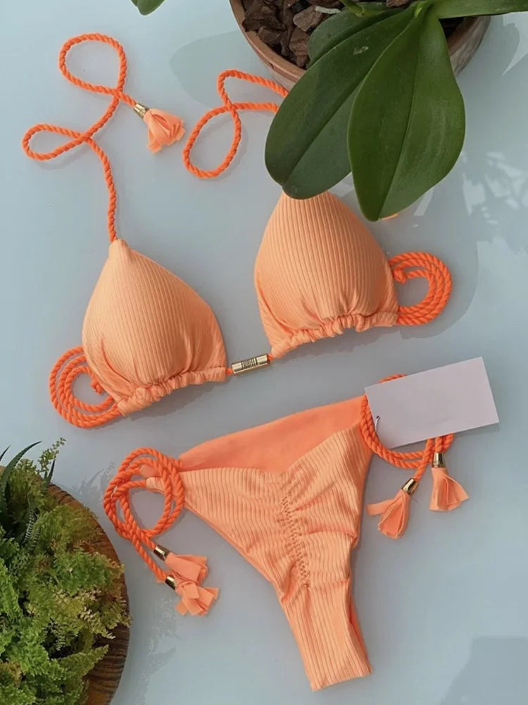 Backless Rope Triangle Bikini