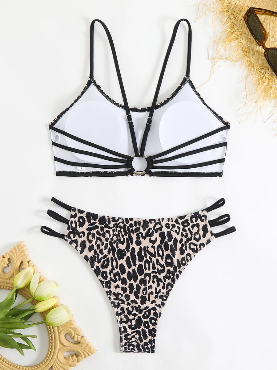 Strappy Leopard Bikini Set