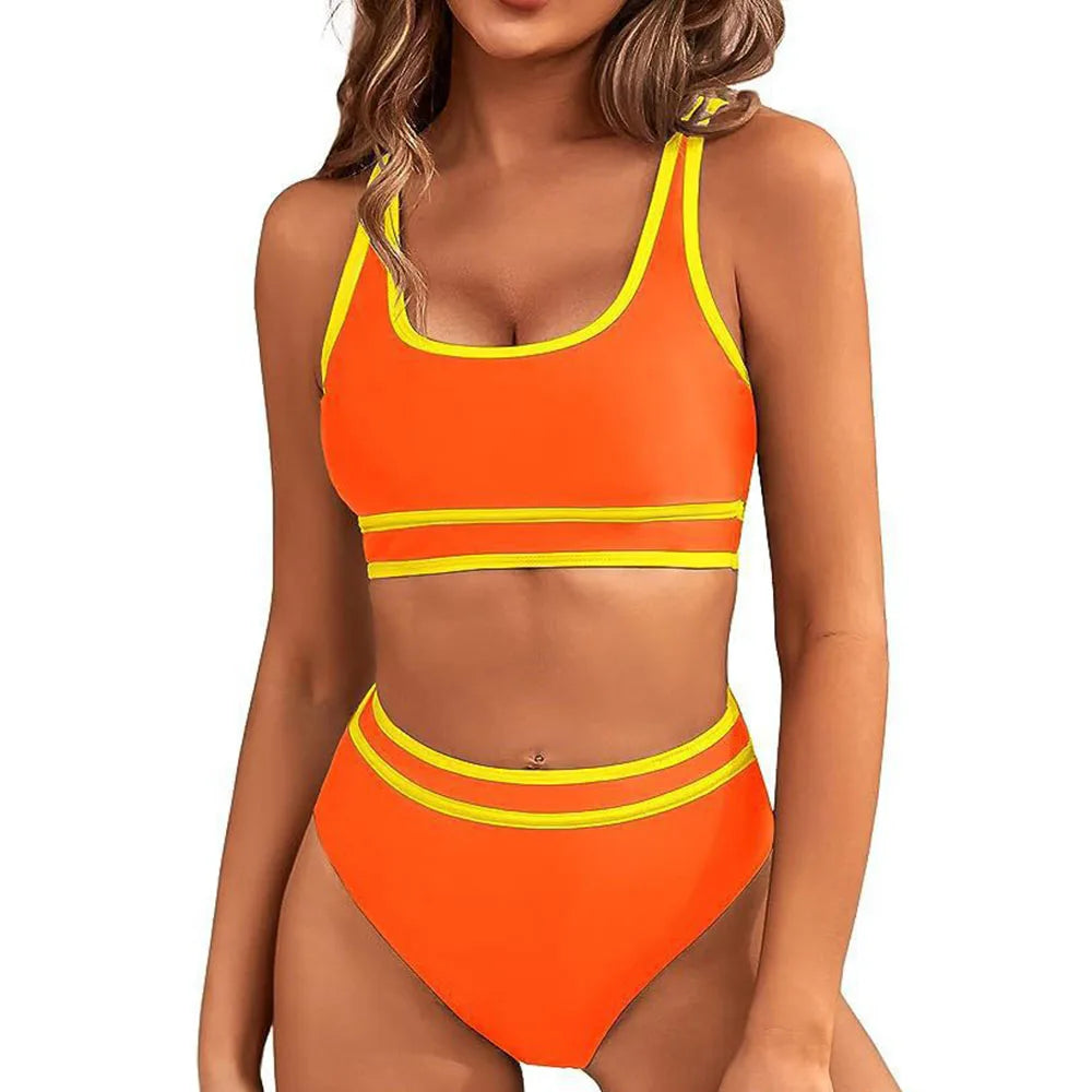 Sporty Color-Block Bikini Set