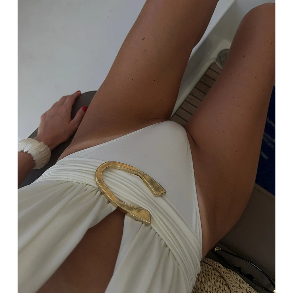 Solid Halter Micro Bikini and Sarong Set