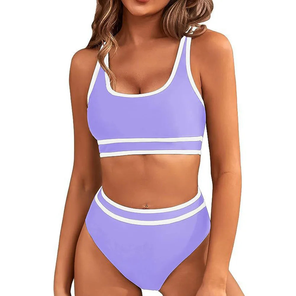 Sporty Color-Block Bikini Set