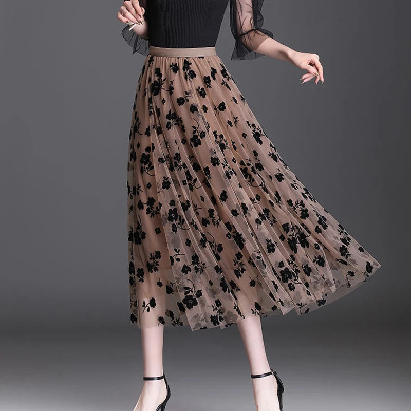 Korean Tulle Floral Skirt