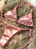 Metallic Satin Halter Bikini
