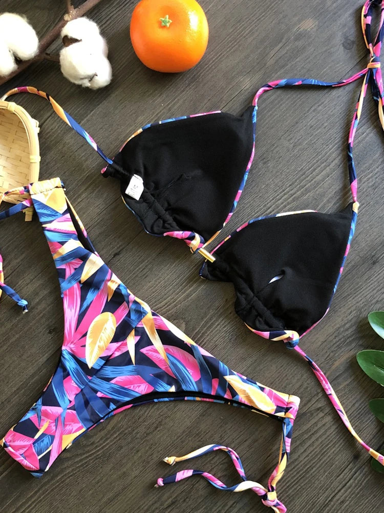 Feather Print Micro Bikini