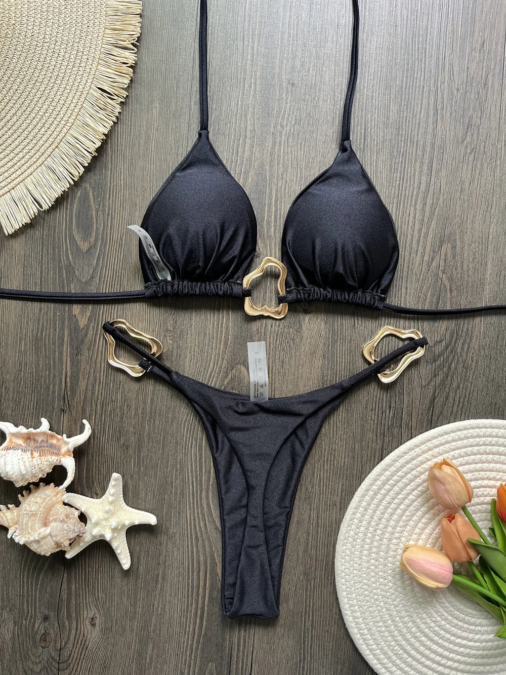 Lace-Up Halter Bikini Set