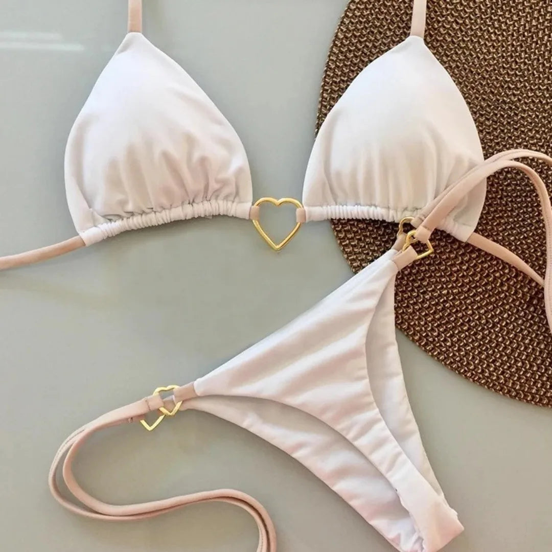 White Lace-Up Bikini Set