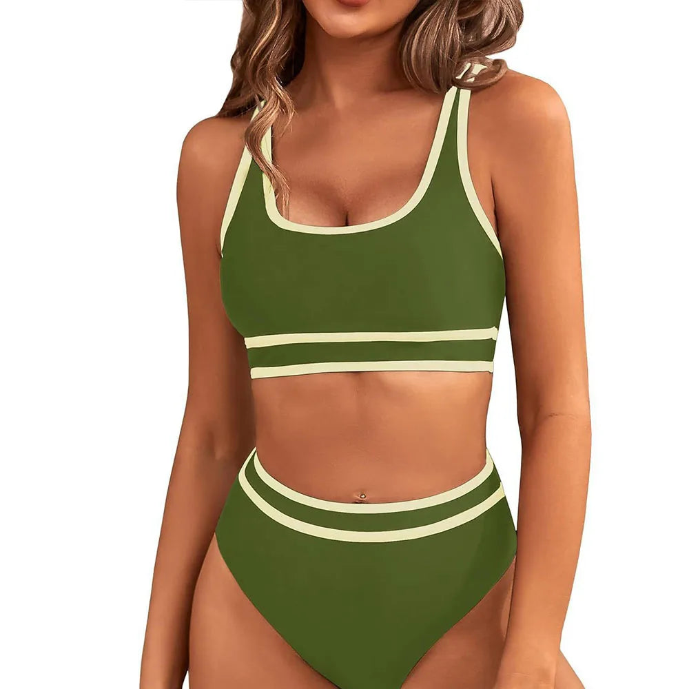 Sporty Color-Block Bikini Set