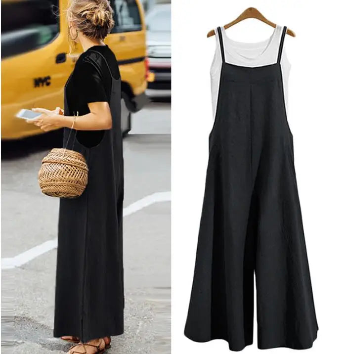 Wide-Leg Bib Overall Jumpsuit